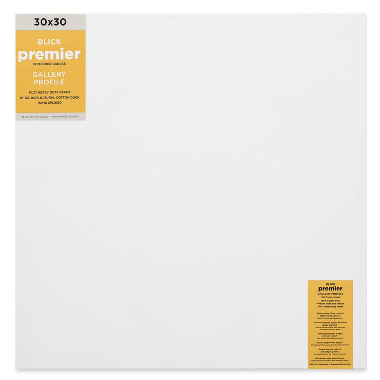 Blick Premier Stretched Cotton Canvas - Gallery Profile, Splined, 30" x 30"